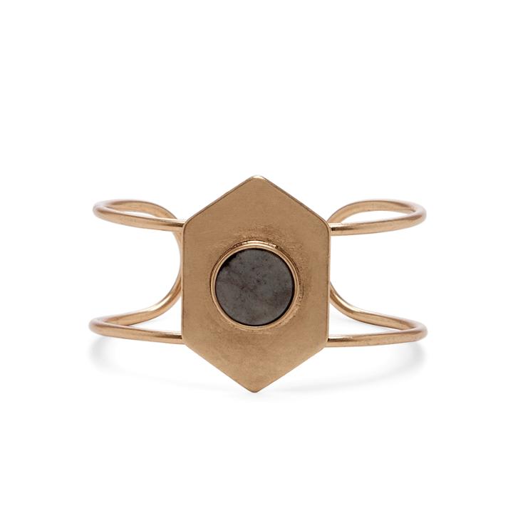 Sole Society Sole Society Deco Stone Cuff Antique Gold One Size Os