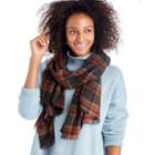 Sole Society Sole Society Lightweight Plaid Scarf - Chocolate Combo-one Size