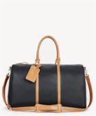 Sole Society Women's Lacie Vegan Weekender In Color: Black/cognac Bag Vegan Leather From Sole Society