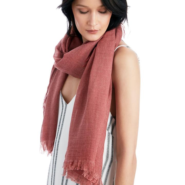 Sole Society Sole Society Lightweight Raw Edge Fringe Scarf - Red