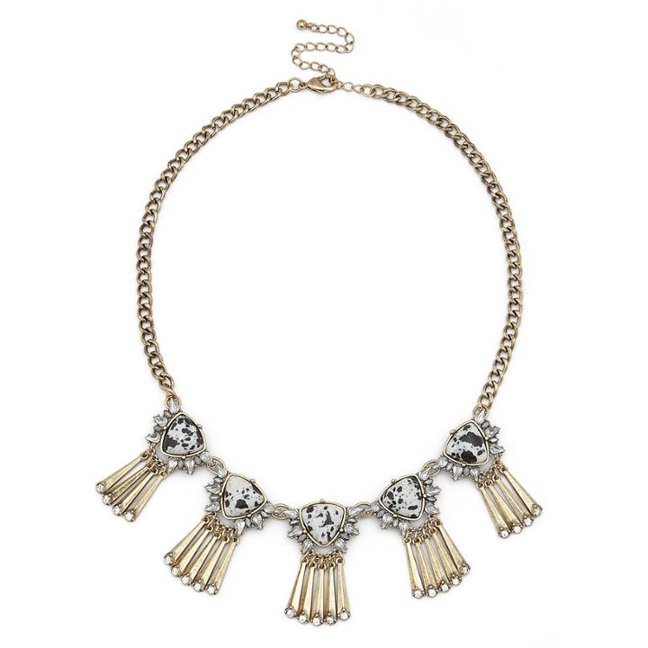Sole Society Sole Society Deco Fringe Statement Necklace - Antique Gold