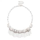 Sole Society Sole Society Crystal And Fringe Statement Necklace - Antique Silver-one Size