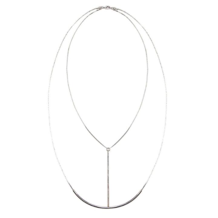 Sole Society Sole Society Geo Lines Layered Necklace - Silver