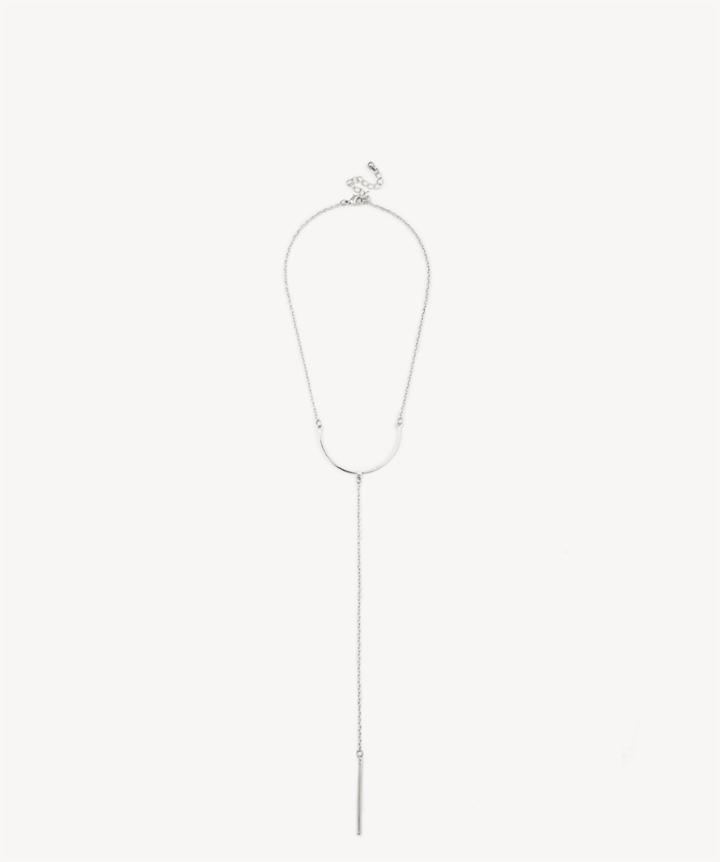 Sole Society Sole Society Curved Bar Y Necklace Silver One Size Os