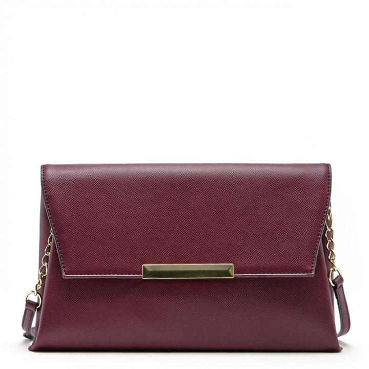 Sole Society Sole Society Vaughn Textured Envelope Clutch - Oxblood-one Size