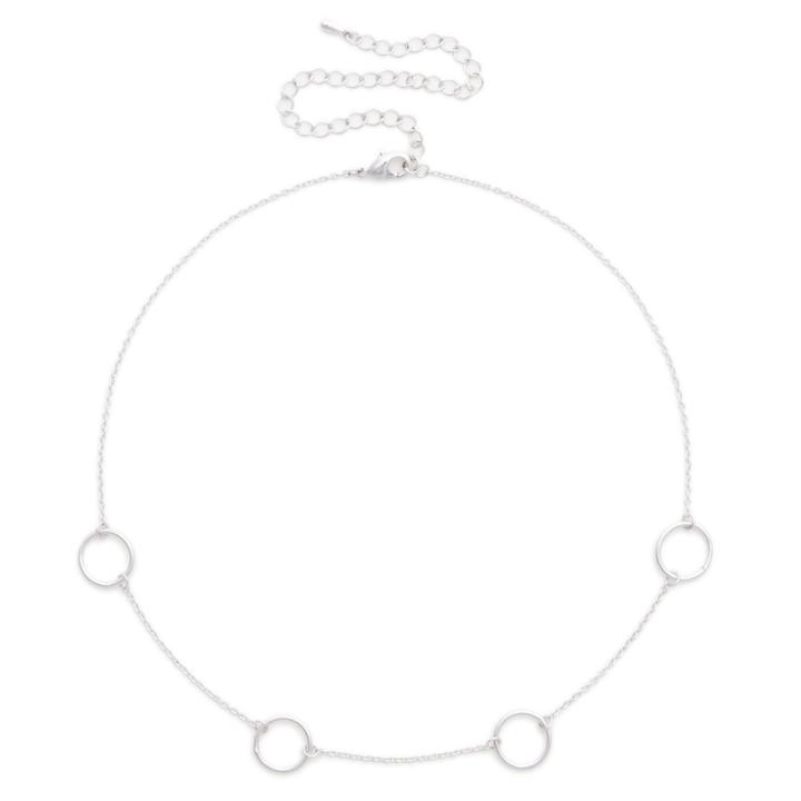 Sole Society Sole Society Plated Dainty Circle Choker - Silver-one Size