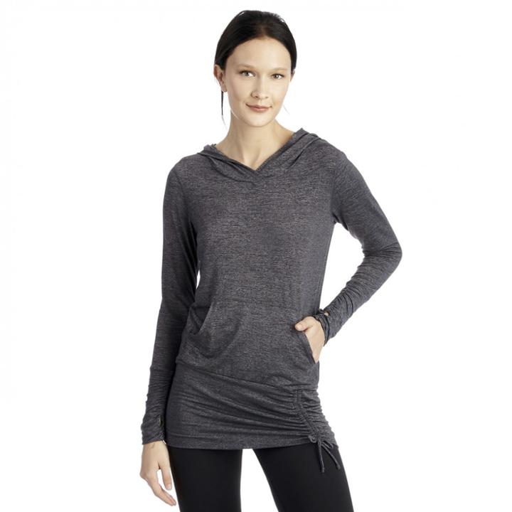Beyond Yoga Beyond Yoga Cloud Heather Pullover Ruched Hoodie - Heather Gray-small