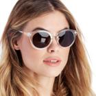 Sole Society Sole Society Park Clear Round Oversized Sunglasses - Clear-one Size