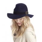 Sole Society Sole Society Dimpled Wide Brim Wool Hat - Navy-one Size