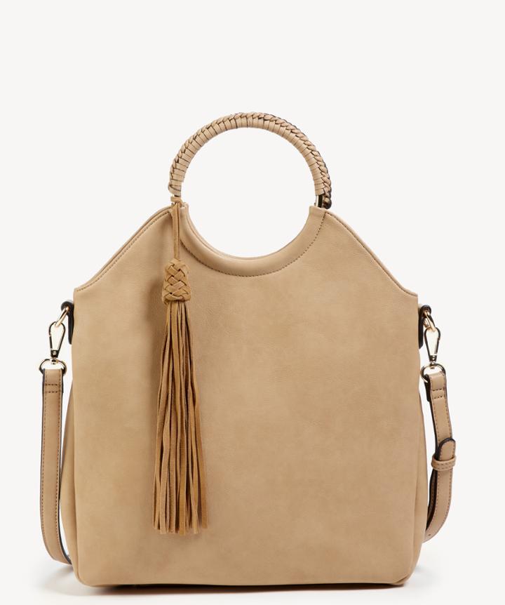 Sole Society Sole Society Day Tote Vegan Foldover Safari Leather Genuine Suede