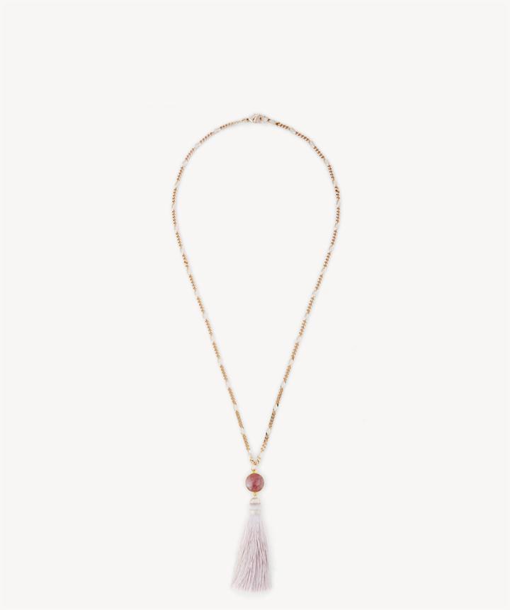 Sole Society Sole Society Plated Natural Stone Tassel Necklace Nude Combo One Size Os