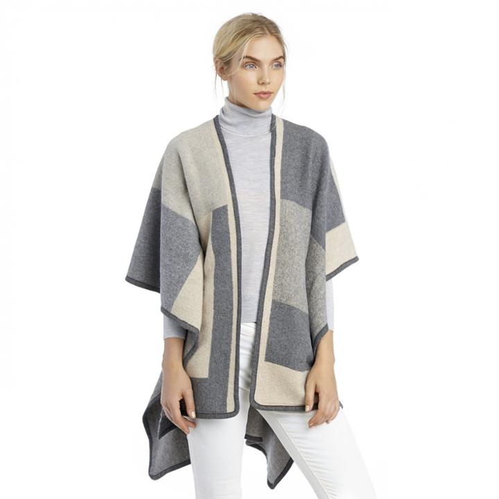 Sole Society Sole Society Colorblock Ruana - Grey-one Size