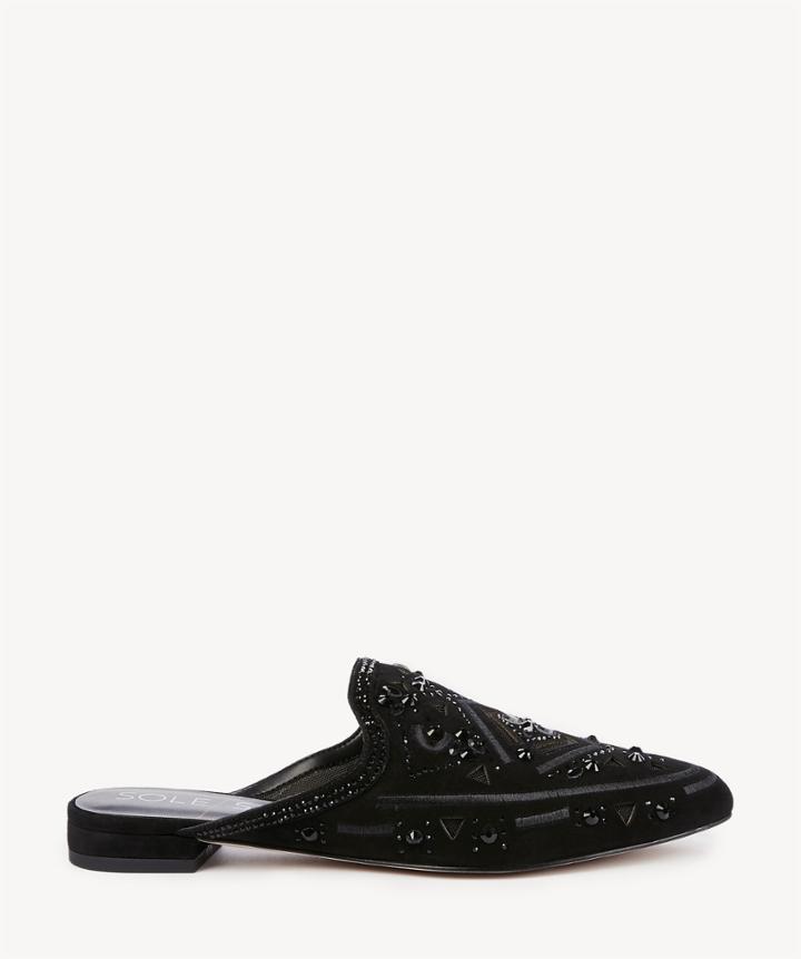 Sole Society Sole Society Peace Jeweled Mules Black Size 5 Suede