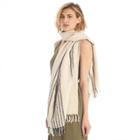 Sole Society Sole Society Rustic Stripe Scarf With Fringe - Light Taupe-one Size
