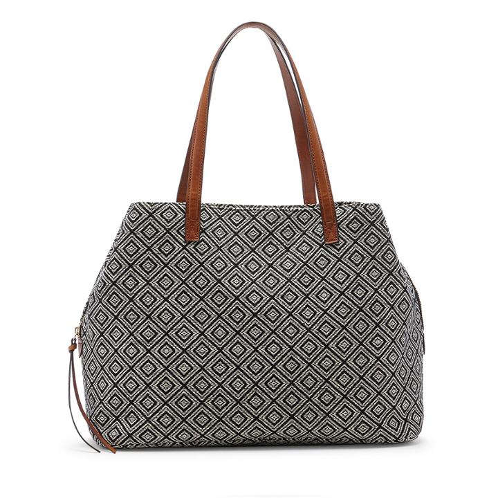 Sole Society Sole Society Millie Printed Oversize Tote - Black White Geo
