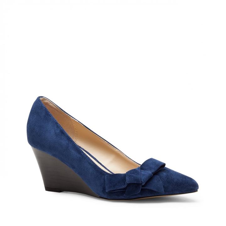 Sole Society Sole Society Theirien Suede Stacked Wedge - Indigo-6