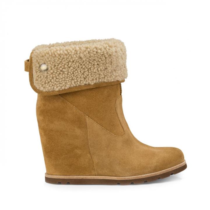 Ugg Ugg Kyra Suede Wedge Boot - Chestnut-6.5