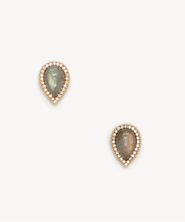 Sole Society Women's Stud Earrings 12k Soft Polish Gold/crystal/labradorite One Size From Sole Society