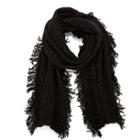 Sole Society Sole Society Textured Knit Scarf With Fringe - Black