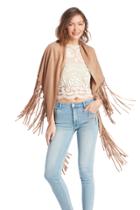Sole Society Sole Society Convertible Suedette Shawl With Fringe - Brown