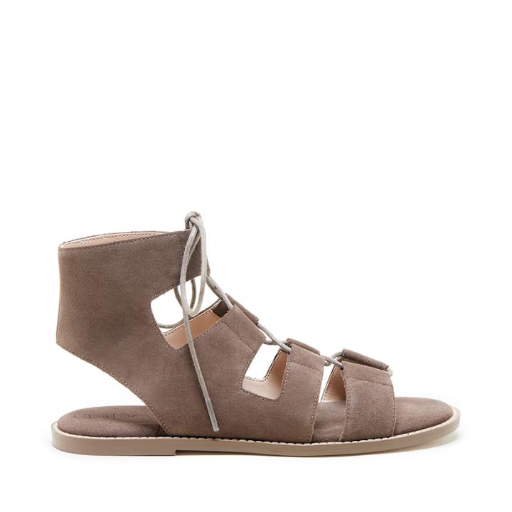 Sole Society Sole Society Cady Lace-up Flat Sandal - Dark Taupe