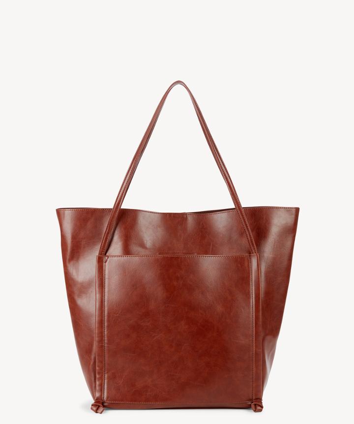 Sole Society Sole Society Harley Front Pocket Vegan Leather Tote Whiskey