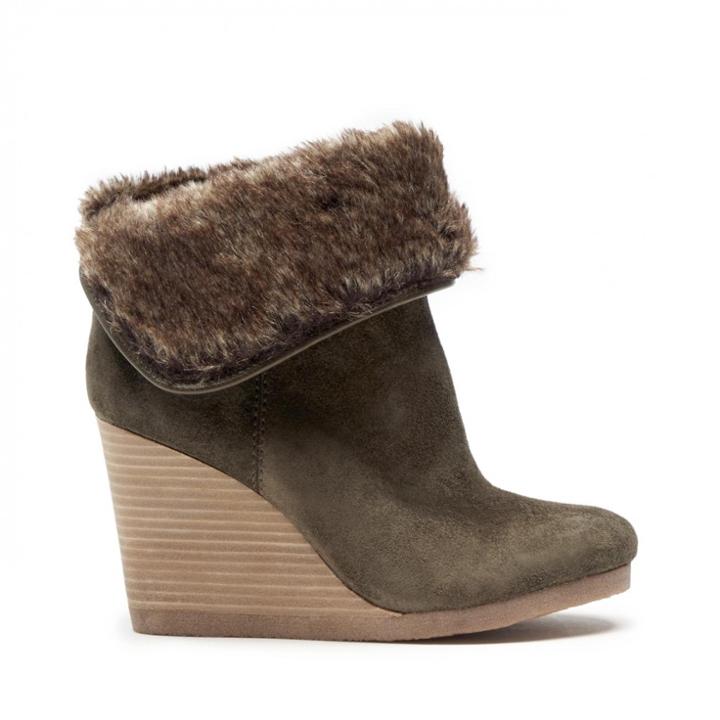 Lucky Brand Lucky Brand Torynn Winter Wedge Bootie - Dark Moss Italian Olive-8.5