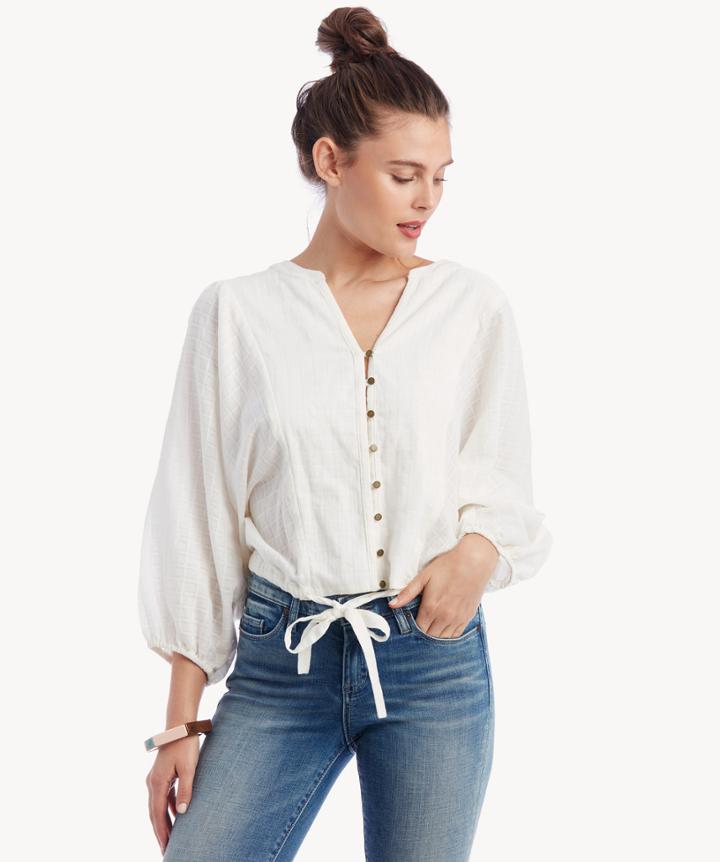 Sanctuary Sanctuary Women's Indio Tie Front Top In Color: Salt Size Xs From Sole Society