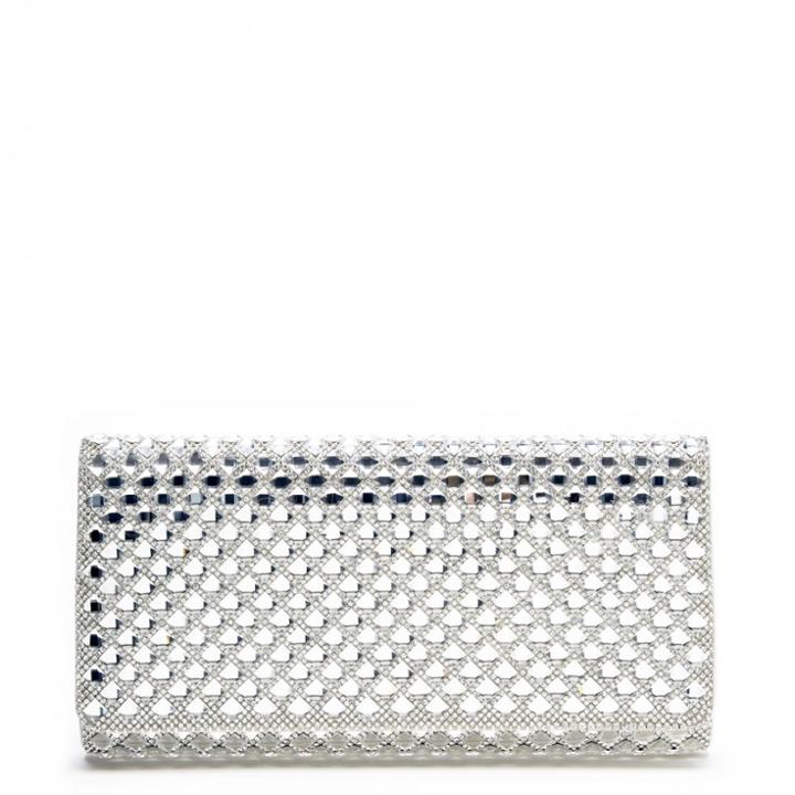 Sole Society Sole Society Barrett Embellished Crystal Clutch - Pewter-one Size
