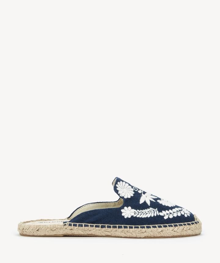 Soludos Soludos Ibiza Embroidered Mules Slides Midnight Blue Size 7 Fabric From Sole Society