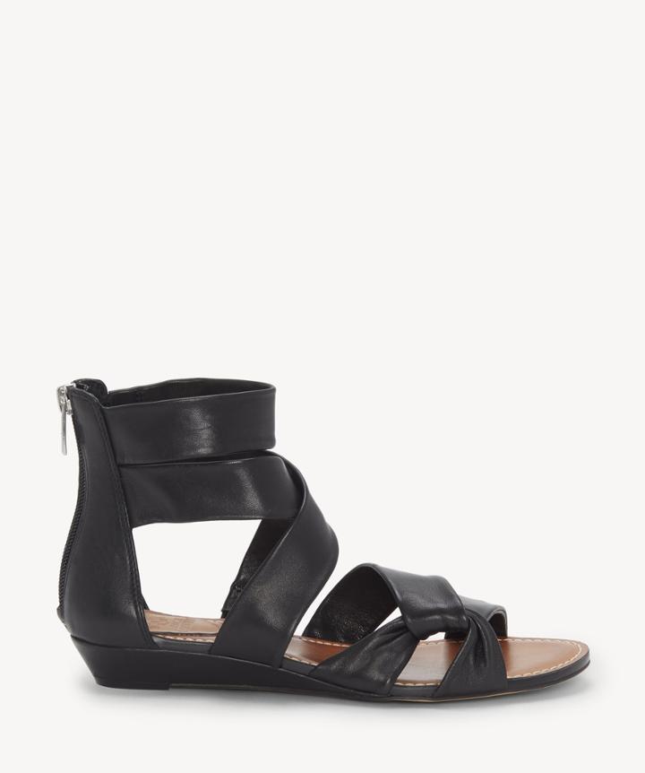 Vince Camuto Vince Camuto Women's Seevina Strappy Low Wedges Sandals Black Size 5 Leather From Sole Society