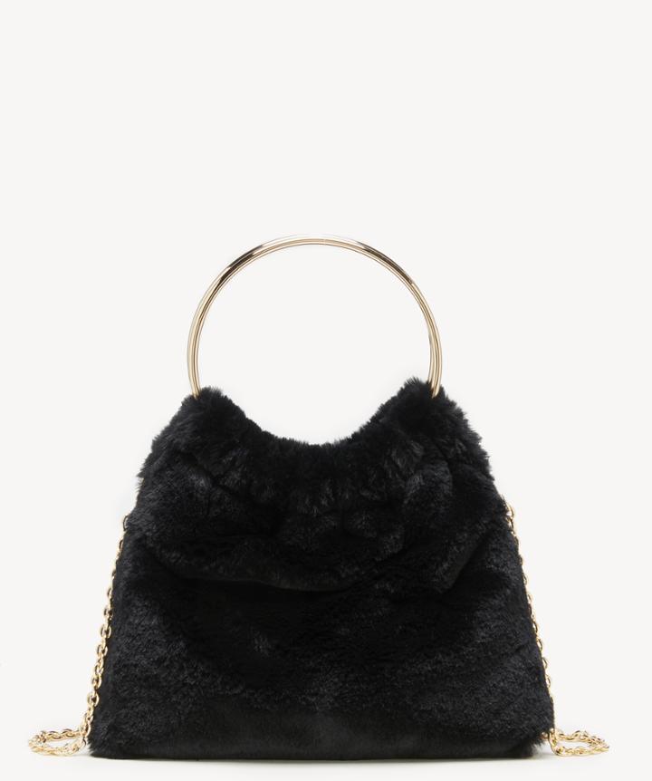 Sole Society Women's Loray Clutch Faux Fur Black Polyester From Sole Society