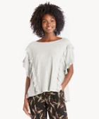 Vince Camuto Vince Camuto Ruffle Front/cuff Drop Shoulder Top - Grey Heather-xs