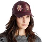 Sole Society Sole Society Faux Leather Embroidery Baseball Cap - Wine