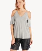 1. State Cold Shoulder Flounce Sleeve Knit Top Heather Grey Size Extra Small From Sole Society