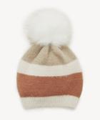 Sole Society Women's Colorblock Fuzzy Beanie Hat Withpom Rust One Size From Sole Society