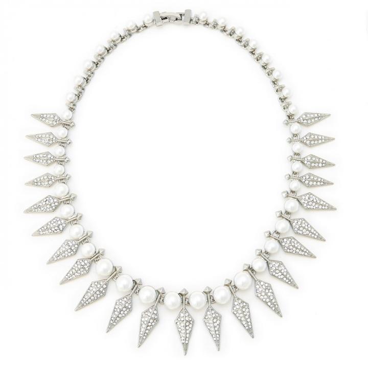 Sole Society Sole Society Spiked Pearl Statement Necklace - Silver-one Size