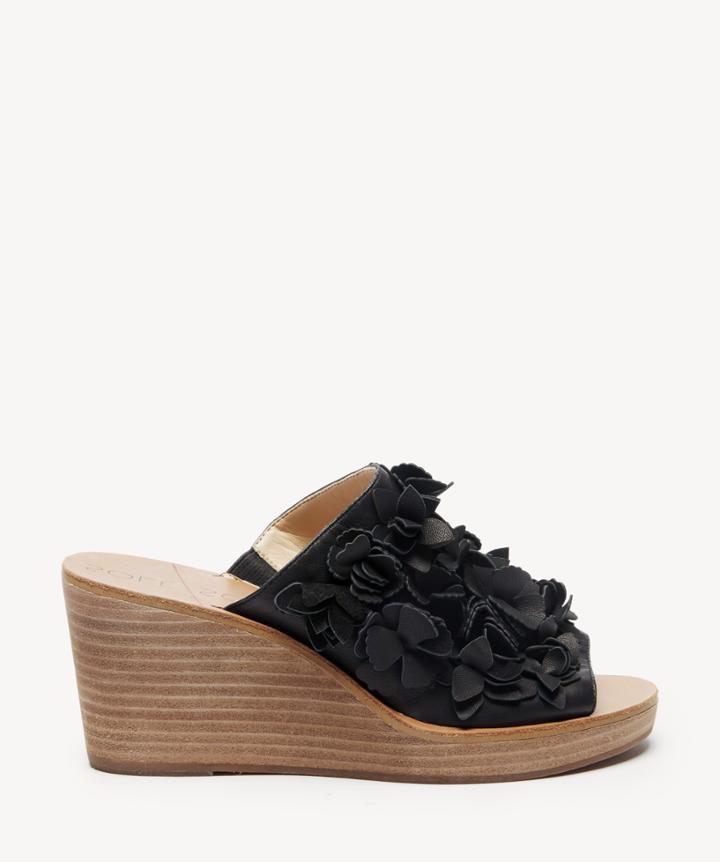 Sole Society Sole Society Poppie Floral Platform Wedges Black Size 5 Leather