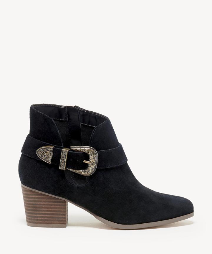 Sole Society Sole Society Jax Western Buckle Bootie Black Size 5 Suede