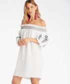 Vince Camuto Vince Camuto Embroidered Sleeve Off Shoulder Linen Dress Ultra White Size Extra Small From Sole Society