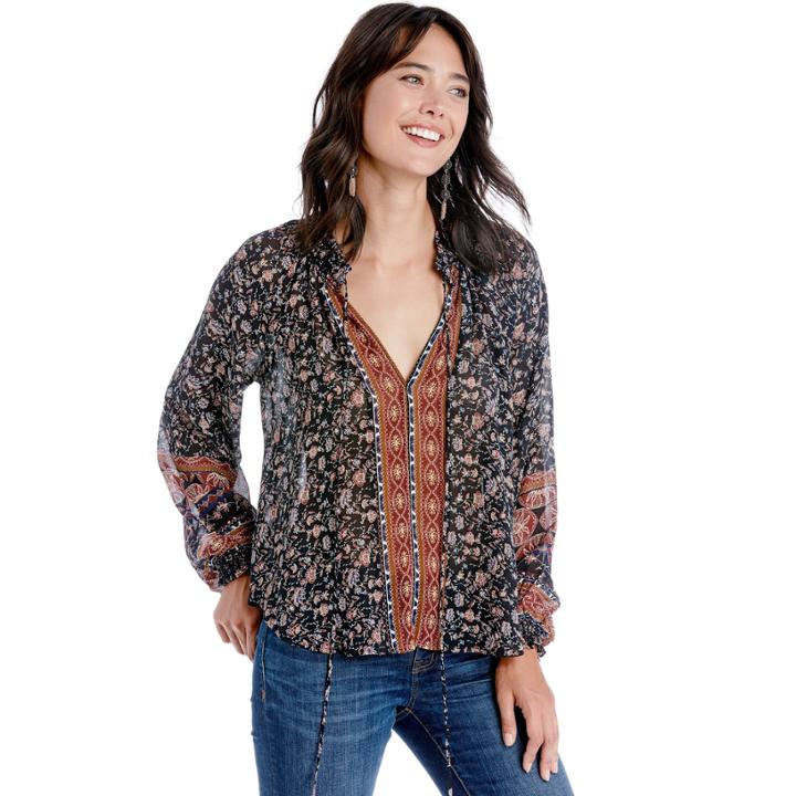 Astr Astr Clara Top - Black Multi Border