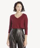Vince Camuto Vince Camuto Women's V Neck Woven Hem Layered Top In Color: Manor Red Size Xs From Sole Society