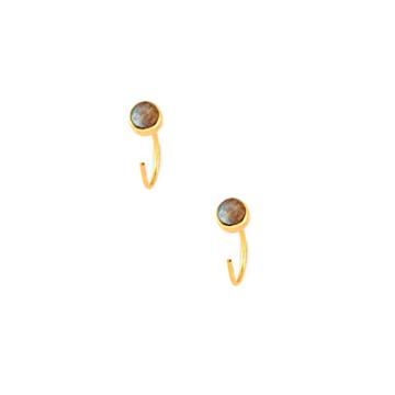 Karen London Karen London 24k Gold Plated Stone Hoops - Labradorite