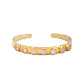 Karen London Karen London 24k Gold Plated Stone Cuff - Moonstone