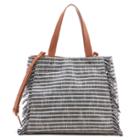 Sole Society Sole Society Huxlee Fabric Tote W/ Fringe - Cream Black-one Size