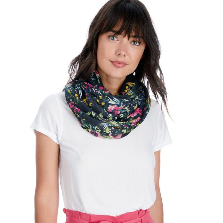 Sole Society Sole Society Wild Floral Print Scarf - Black Multi