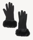 Sole Society Women's Solid Faux Fur Trimmed Gloves Black One Size Acrylic From Sole Society
