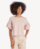 J.o.a. J.o.a. Puff Sleeve Tee Rose Stripe Size Extra Small From Sole Society
