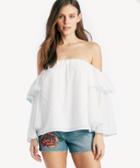 1. State 1. State Off Shoulder Bell Sleeve Tipped Blouse