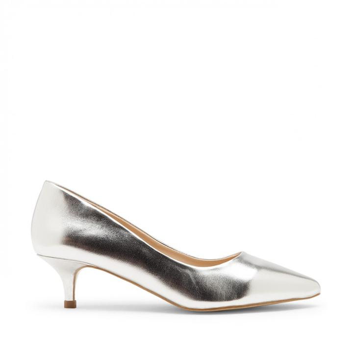 Sole Society Sole Society Leia Kitten Heel Pump - Silver-6.5